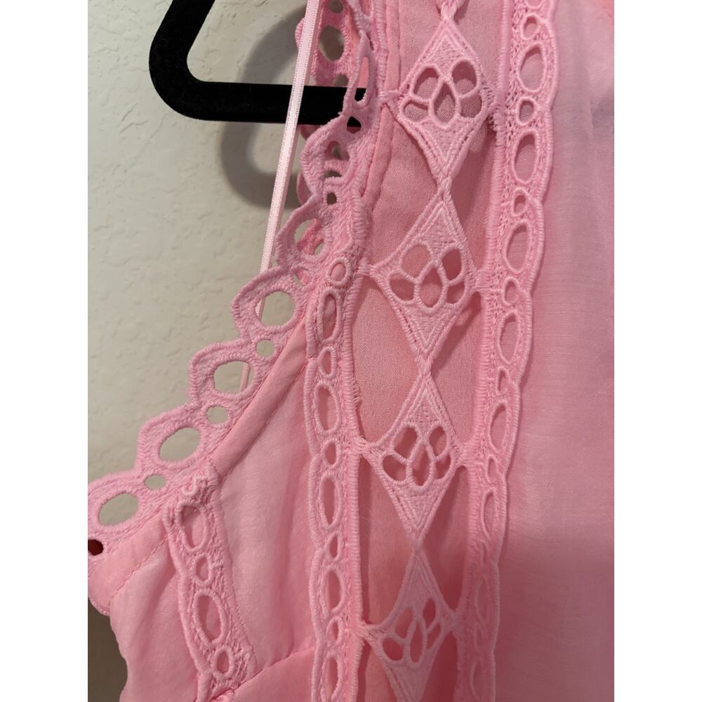 Endless Rose Pink Lace Overlay Dress Round Neck Lined Midi Sleeveless Sz L - Picture 6 of 16